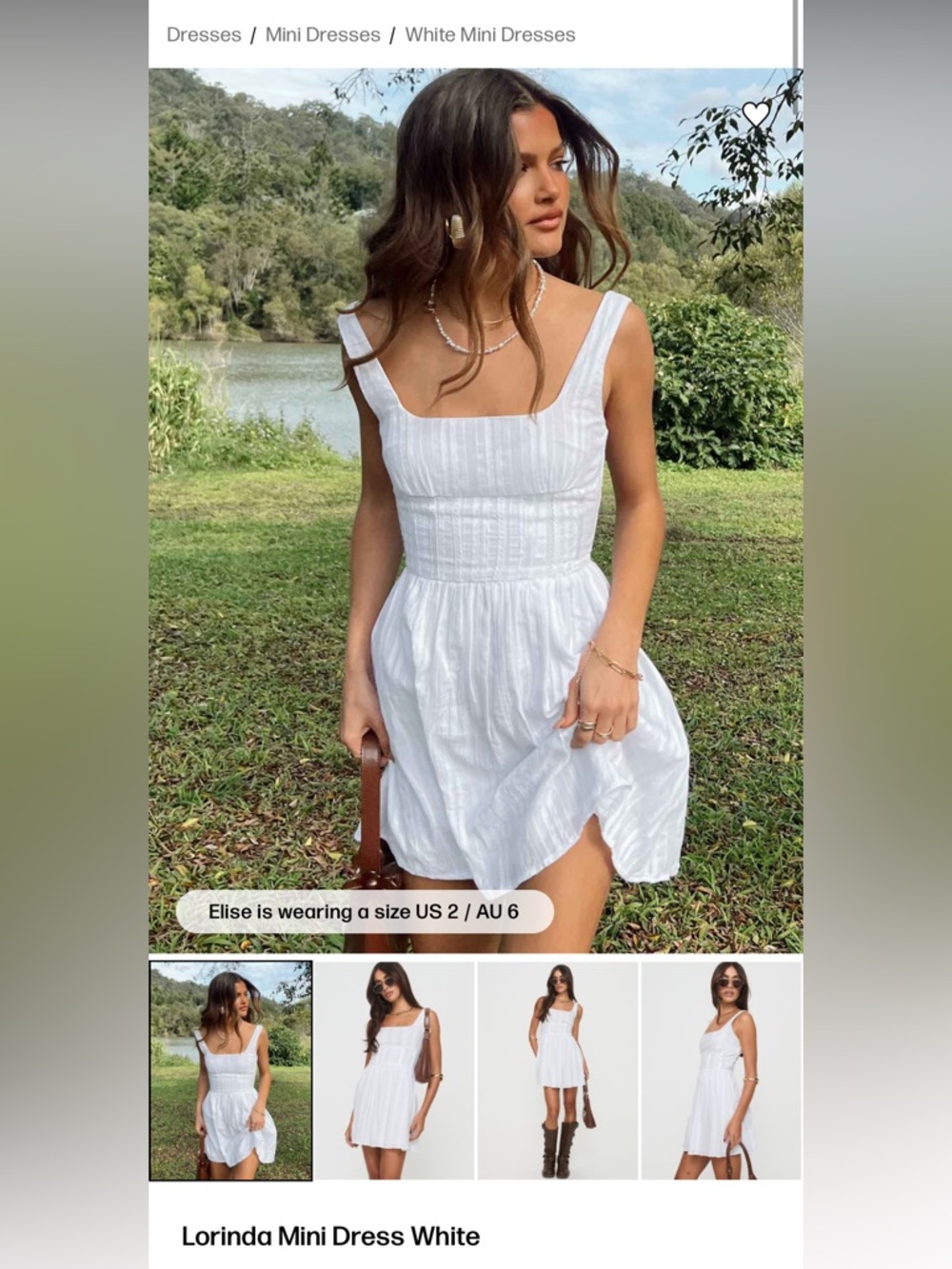 NEW Princess Polly Lorinda White Cotton Mini Dress Cottagecore Graduation Bridal - Picture 3 of 12